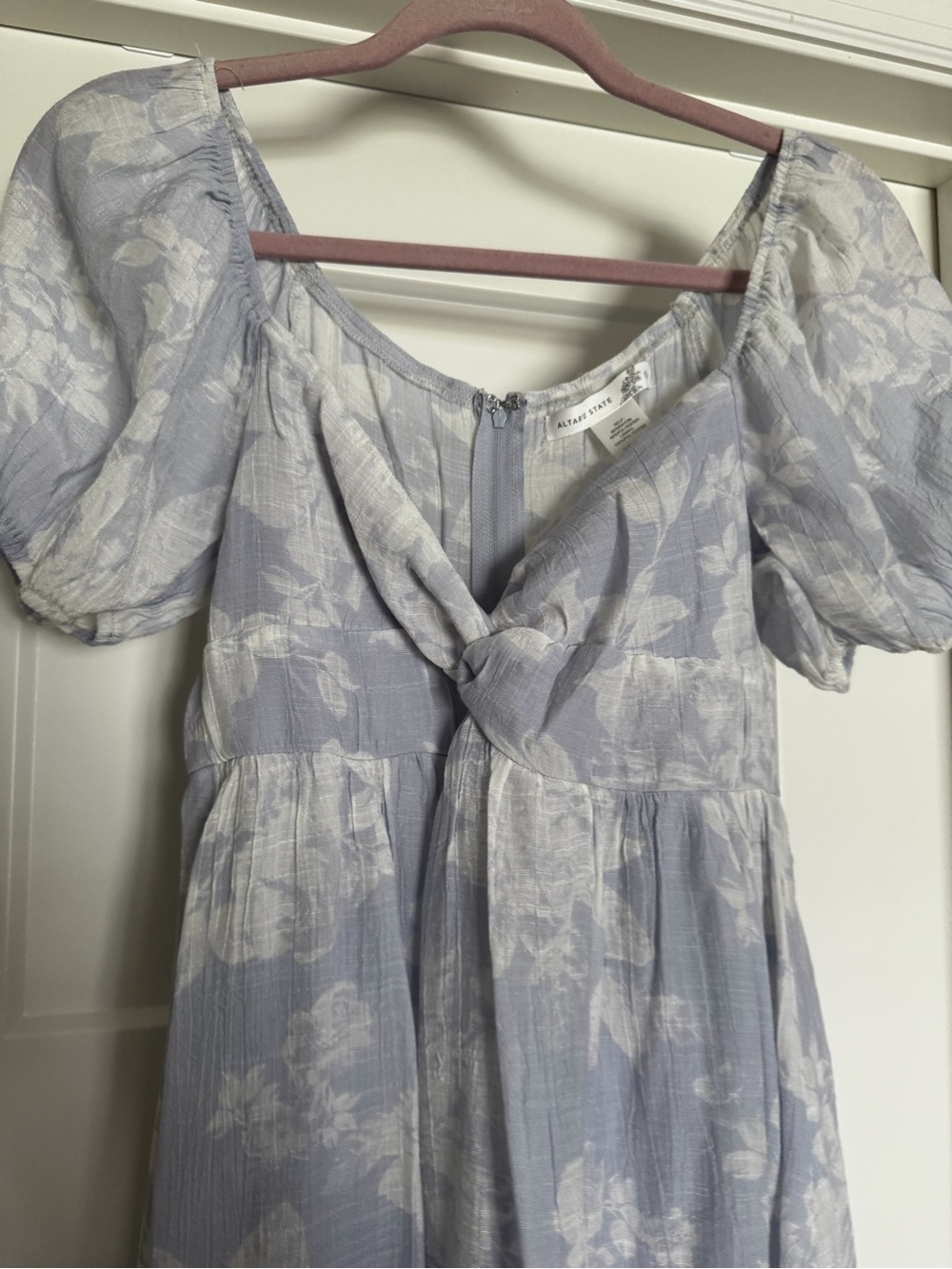 Altar'd State Blue Floral Knot-Front Dress